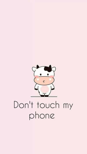 Adorable Kawaii-style Cute Cow Illustration Wallpaper