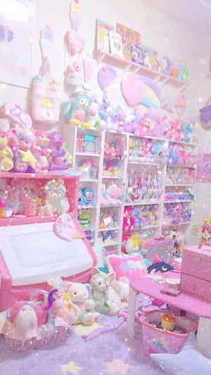 Adorable Kawaii-themed Room With Pastel Colors And Plushies Wallpaper