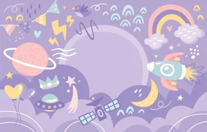 Adorable Kawaii Universe With Planets And Stars Wallpaper