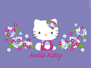 Adorable Kitty White Posing On A Pink Floral Background Wallpaper