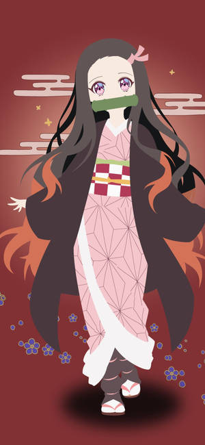 Adorable Nezuko Aesthetic Vector Art Wallpaper