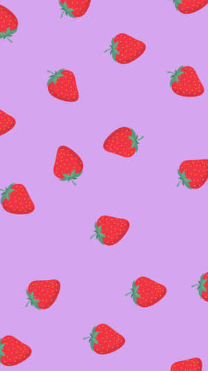 Adorable Pastel Strawberry Pattern In Purple Backdrop Wallpaper
