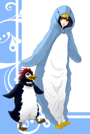 Adorable Pen Pen Enjoying A Fun Day At The Beach Wallpaper