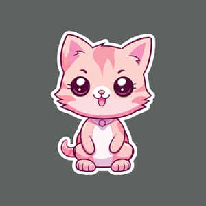 Adorable_ Pink_ Cartoon_ Cat Wallpaper