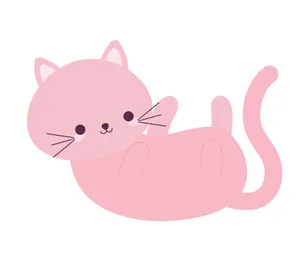 Adorable Pink Cat Illustration Wallpaper