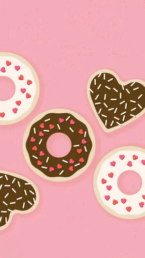 Adorable Pink Frosted Donut Wallpaper