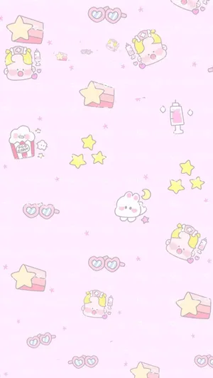 Adorable Pink Kawaii-themed Ipad Wallpaper Wallpaper