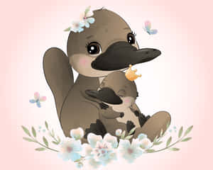 Adorable Platypus Cartoon Illustration Wallpaper