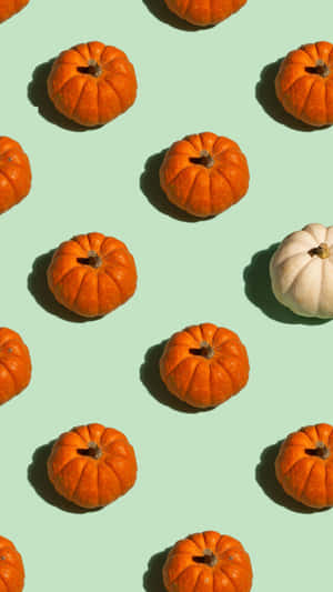 Adorable Pumpkin With Autumn Leaves Wallpaper