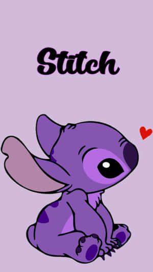 Adorable Purple Stitch With Heart Wallpaper