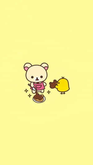 “adorable Rilakkuma Bear Enjoying Delicious Food” Wallpaper