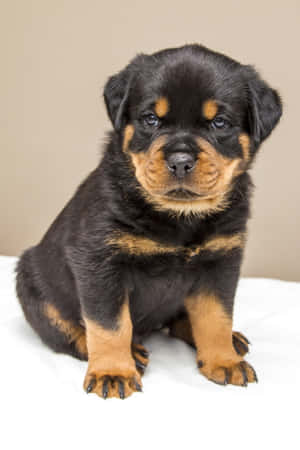 Adorable Rottweiler Puppy Portrait Wallpaper