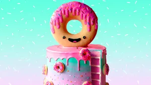 Adorable Smiling Donut Wallpaper Wallpaper