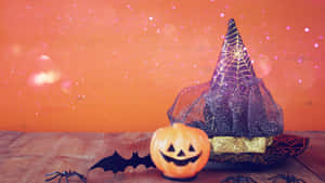 Adorable Smiling Pumpkin On A Festive Autumn Background Wallpaper