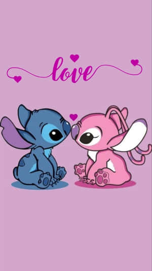 Adorable Stitch And Angel Embracing Love Wallpaper