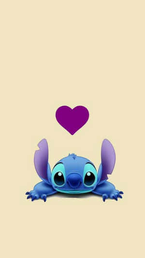 Adorable Stitch Purple Heart Wallpaper