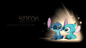 Adorable Stitch Smiles While Peeking Through Leaves Wallpaper