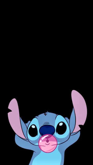 Adorable Stitch With Bubble Gum Wallpaper