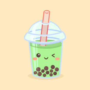 Adorable Winking Green Boba Wallpaper