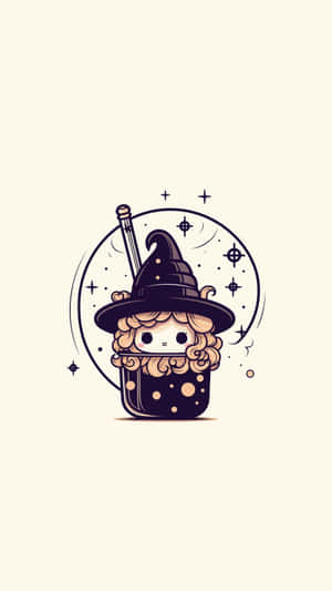 Adorable Witch Cauldron Illustration Wallpaper