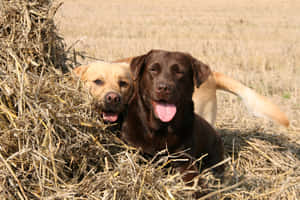 Adorable Yellow Labrador Enjoying A Sunny Day Outdoors Wallpaper