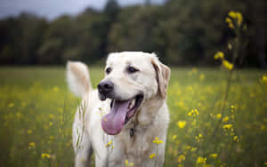 Adorable Yellow Labrador Sitting Beautifully Wallpaper