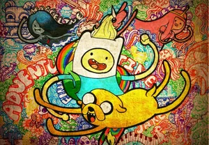 Adventure Time Rainbow Jump Artwork Wallpaper