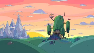 Adventure Time Treehouseat Sunset Wallpaper