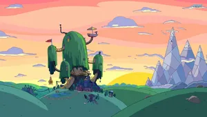 Adventure Time Treehouseat Sunset Wallpaper