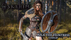 Aela The Huntress In Action, Fierce Nordic Warrior Wallpaper