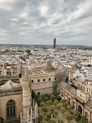 Aerial Photo Of Seville Cathedral Wallpaper