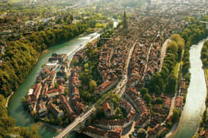 Aerial View Bern Switzerland Wallpaper