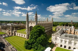 Aerial View Cambridge University With Blue Sky Wallpaper