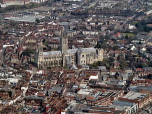 Aerial View Canterbury Cathedral England Wallpaper