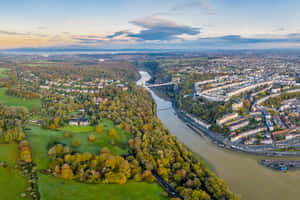 Aerial View Clifton Suspension Bridge Bristol U K Wallpaper