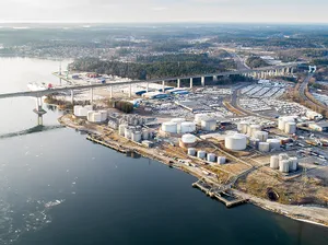 Aerial View Industrial Area Sodertalje Sweden Wallpaper