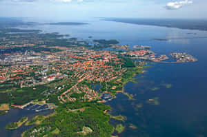 Aerial View Kalmar Sweden Wallpaper