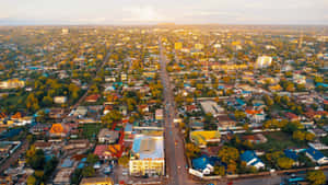 Aerial View Kinshasa Dusk Wallpaper