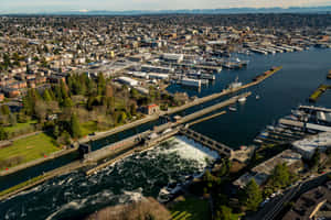 Aerial_ View_of_ Ballard_ Locks_ Seattle Wallpaper