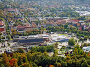 Aerial View Of Beautiful Sundsvall City Wallpaper