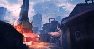 Aerial View Of Diamond City At Twilight Wallpaper