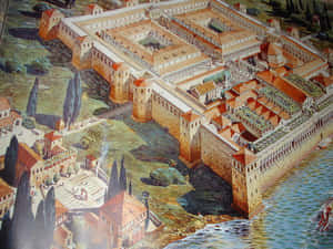 Aerial View Of Diocletian's Palace In 2d Illustration Wallpaper