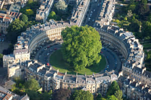 Aerial_ View_of_ Royal_ Crescent_ Bath_ U K Wallpaper