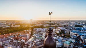 Aerial View Of The City Of Riga Wallpaper