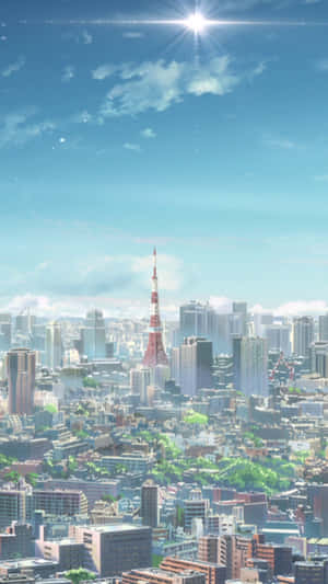 Aerial View Of Tokyo Anime Tower Wallpaper