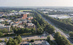 Aerial View Oosterhout Industrial Area Wallpaper