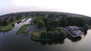 Aerial View Terneuzen Waterfront Marina Wallpaper