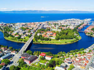 Aerial View Trondheim Norway Wallpaper
