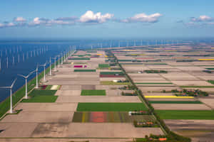 Aerial View Wind Turbines Flevoland Wallpaper