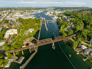 Aerial Viewof Ballard Locksand Surrounding Area Wallpaper